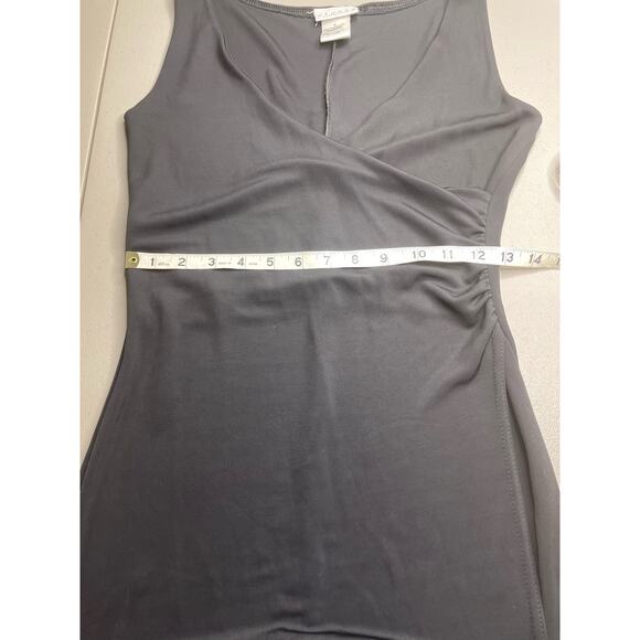 Y2K Hennes Collection Wrap Dress Midi Length Sleeveless Ruched Side Sexy Black 8 - Picture 9 of 10